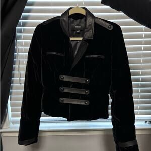 Vesace Versus Black Velvet puffer Jacket silk down leather details jacket 4
